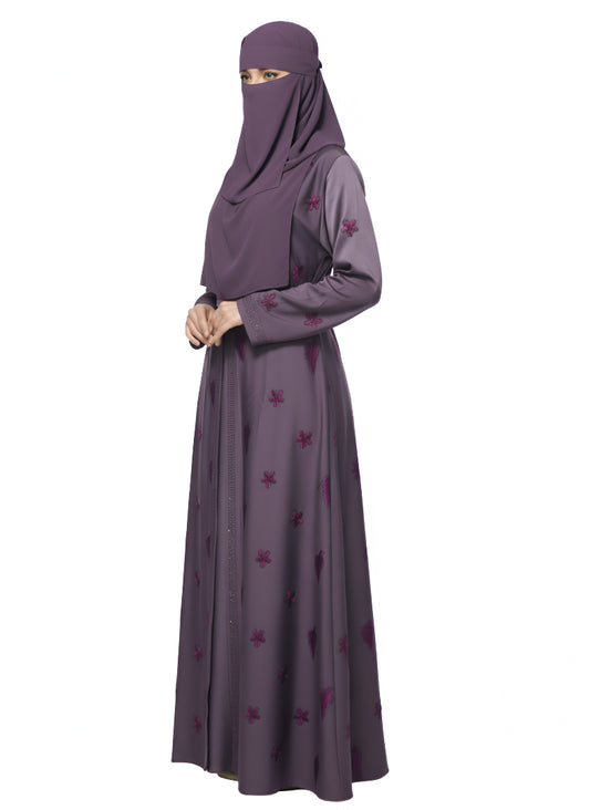 Modest Wear Embroidered Double Shrug Abaya Burqa for Women