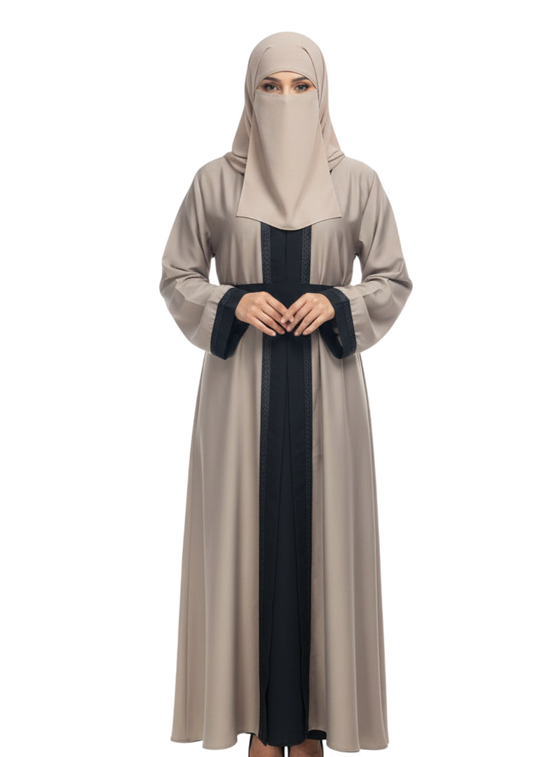 Dusty Rose Layered Burqa | Modest Islamic Clothing with Embroidery