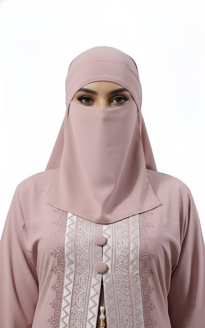 Elegant Embroidered Front Open Abaya Burqa – Modest Fashion Training Edition
