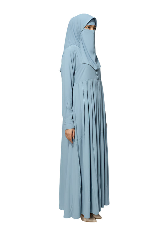 Formal Pleated Abaya Dress – Lightweight Nida Fabric, Full Coverage
