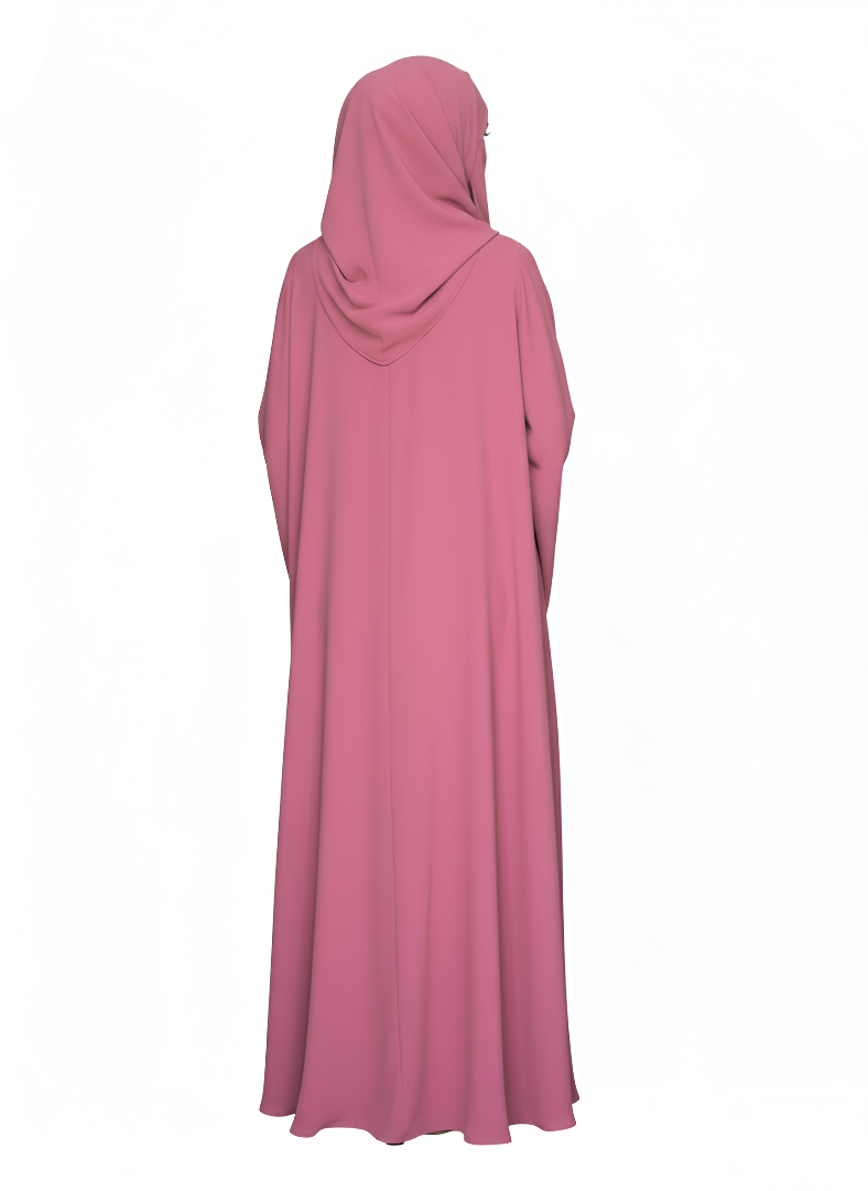 Women's Butterfly Abaya Burkha Rose Pink | Soft Premium Nida Fabric with Pearl Detailing