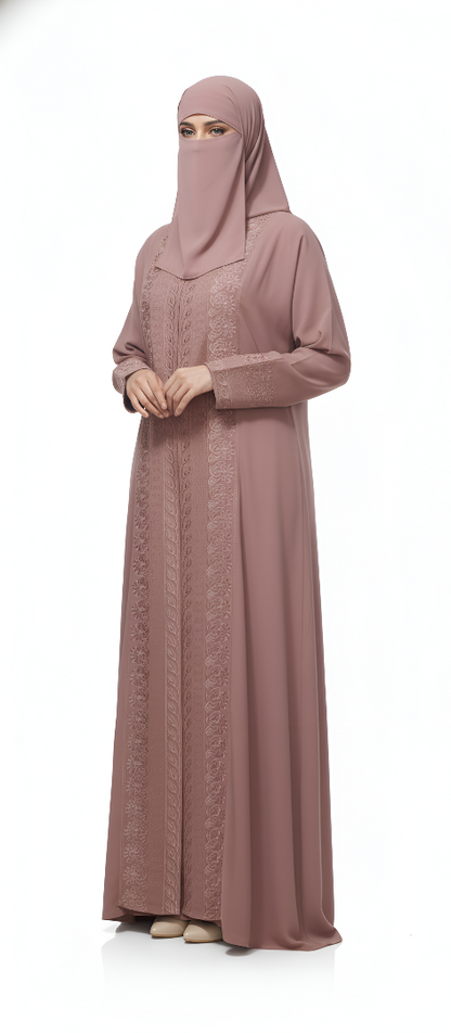 Graceful A-Line Abaya with Fancy Embroidery – Modest Burqa Dress