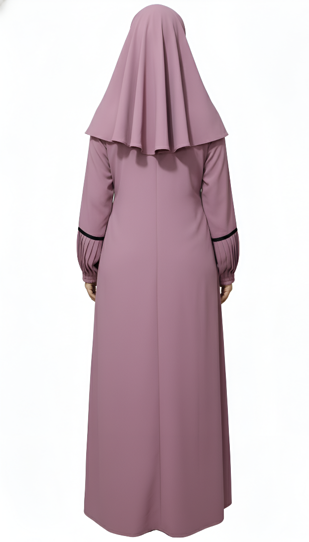 Front Open Abaya with Elastic Sleeves – Soft Nida Fabric Burqa