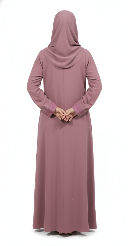 Refined Modest Abaya with Embroidery – Mauve Edition Burqa