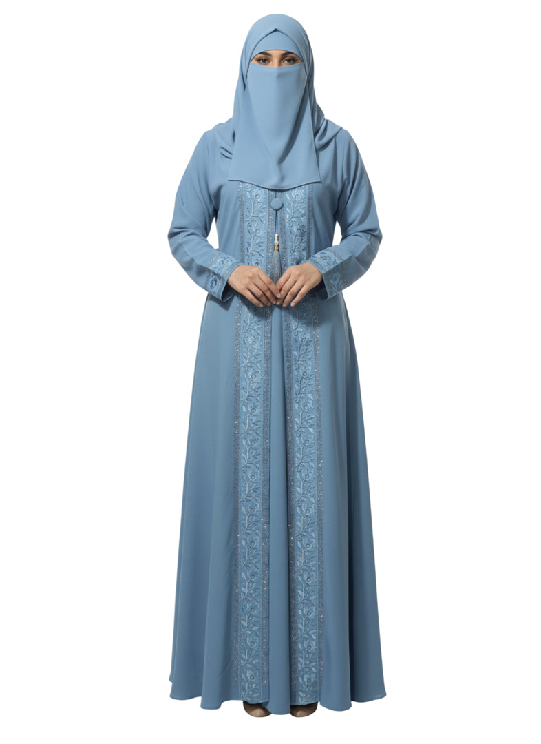 Designer Abaya with Tonal/Metallic Embellishment