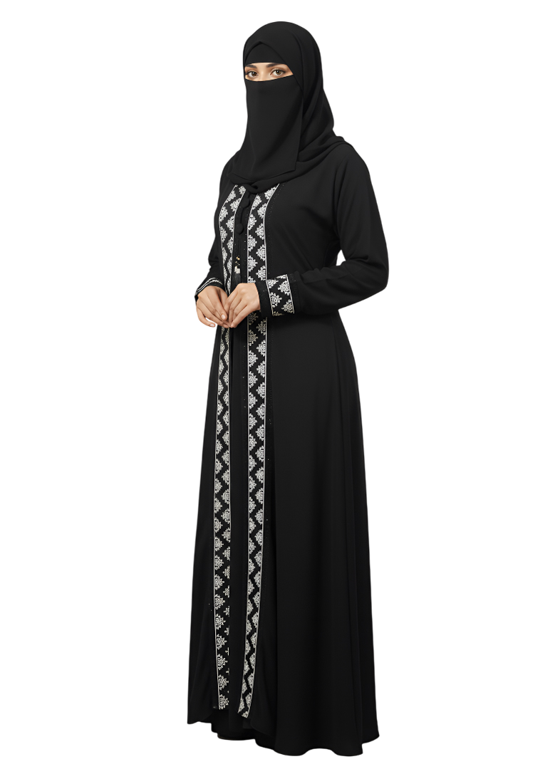 Black Embroidered Abaya Burqa – Modest Fashion Training Edition