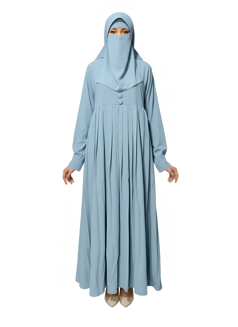 Formal Pleated Abaya Dress – Lightweight Nida Fabric, Full Coverage