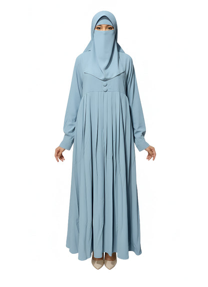 Formal Pleated Abaya Dress – Lightweight Nida Fabric, Full Coverage