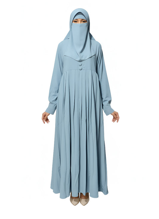 Formal Pleated Abaya Dress – Lightweight Nida Fabric, Full Coverage