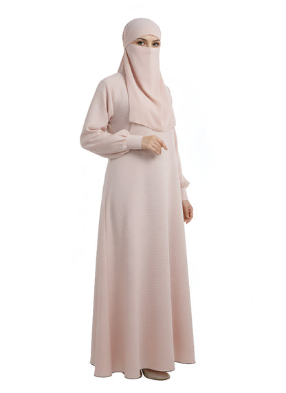 Modest Wear Abaya – Blush Soft Nida Burqa with Elastic Cuff Sleeves