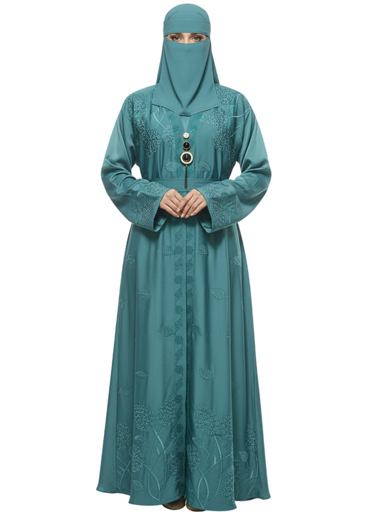 Modest Wear Embroidered Double Shrug Abaya Burqa for Women