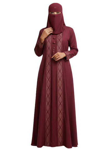 Classic Embroidered Pleated Maxi Abaya | Elegant Modest Outfit