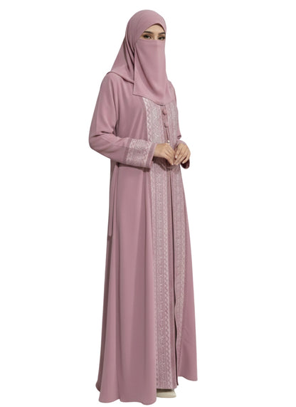Refined Modest Abaya with Embroidery – Mauve Edition Burqa