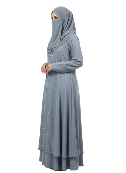 Pearl Front Open Shrug Layered Abaya Burqa