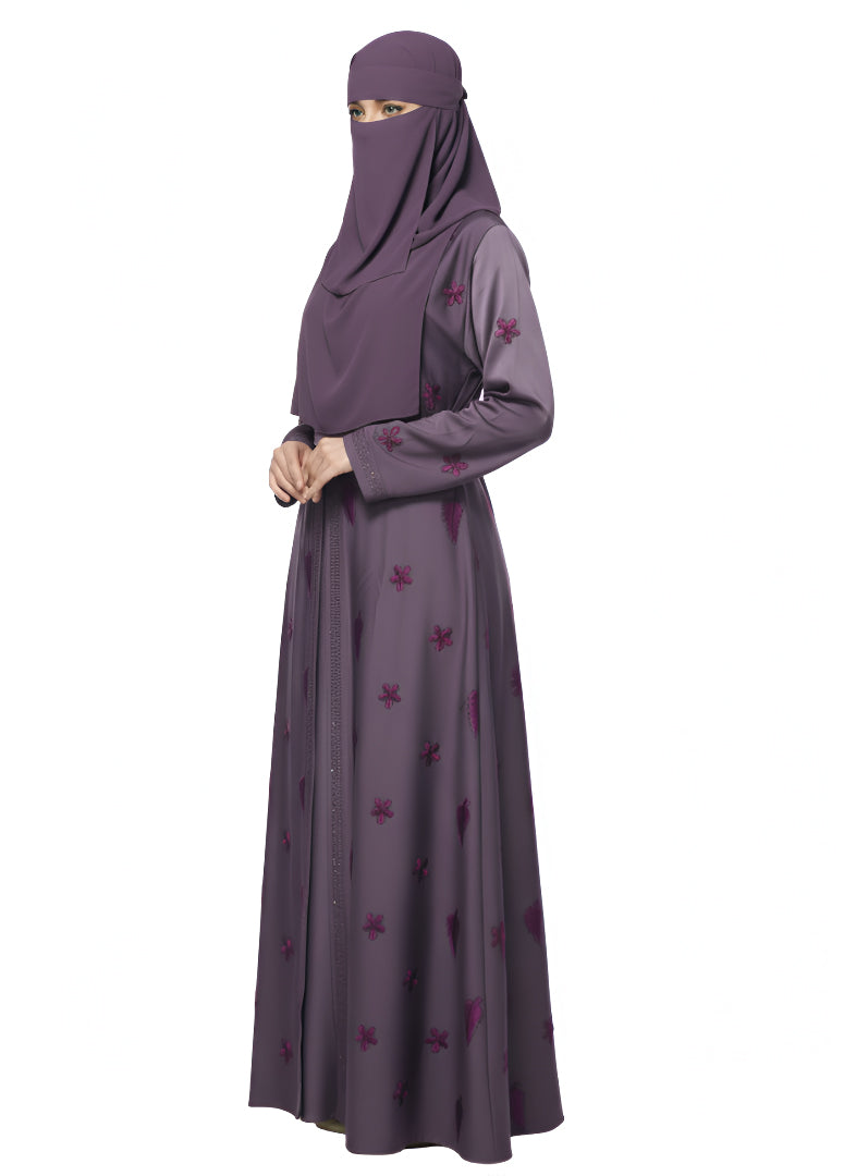 Modest Wear Embroidered Double Shrug Abaya Burqa for Women