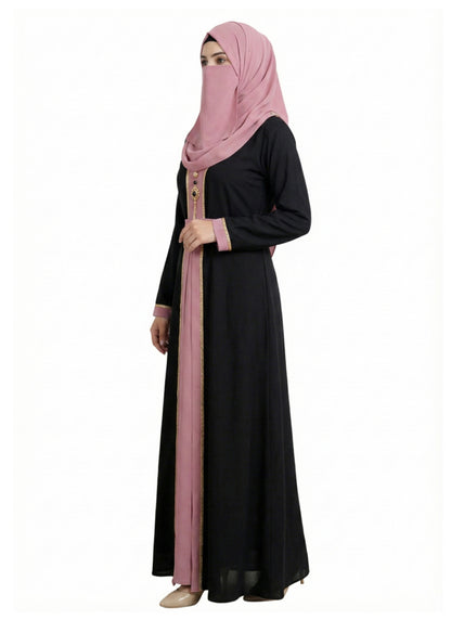 Dusty Rose Layered Burqa | Modest Islamic Clothing with Embroidery