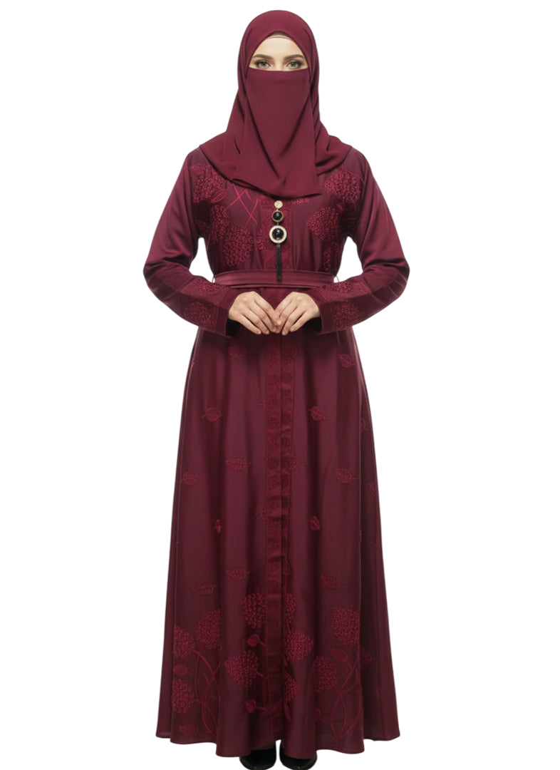 Modest Wear Embroidered Double Shrug Abaya Burqa for Women