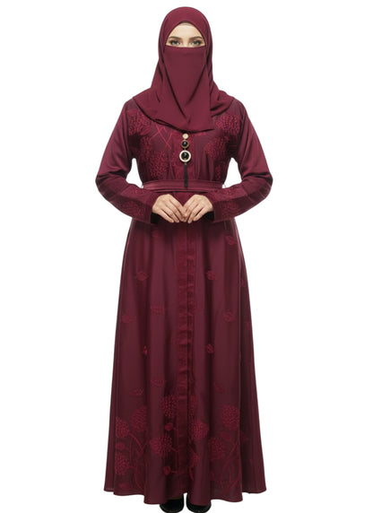 Modest Wear Embroidered Double Shrug Abaya Burqa for Women