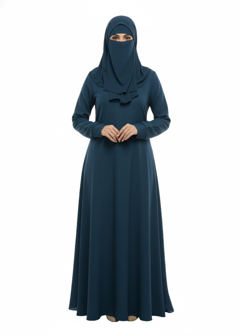 Modest Wear Abaya – Blush Soft Nida Burqa with Elastic Cuff Sleeves