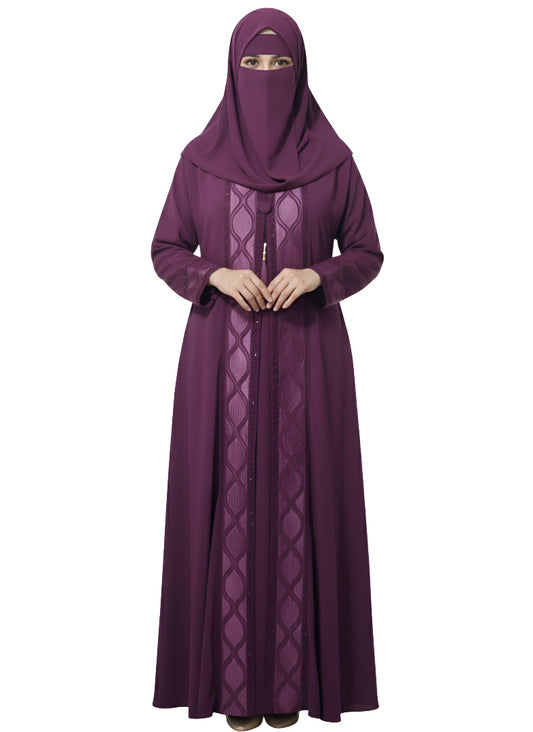 Classic Embroidered Pleated Maxi Abaya | Elegant Modest Outfit
