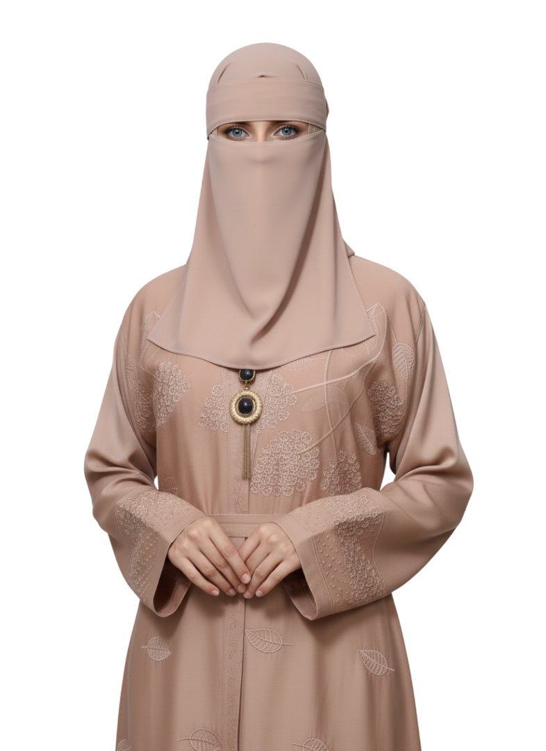 Modest Wear Embroidered Double Shrug Abaya Burqa for Women