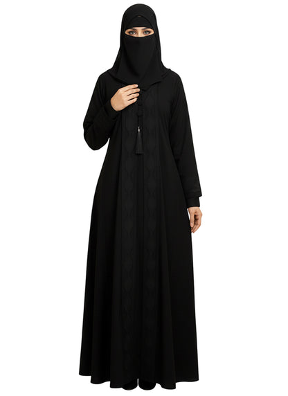 Classic Embroidered Pleated Maxi Abaya | Elegant Modest Outfit