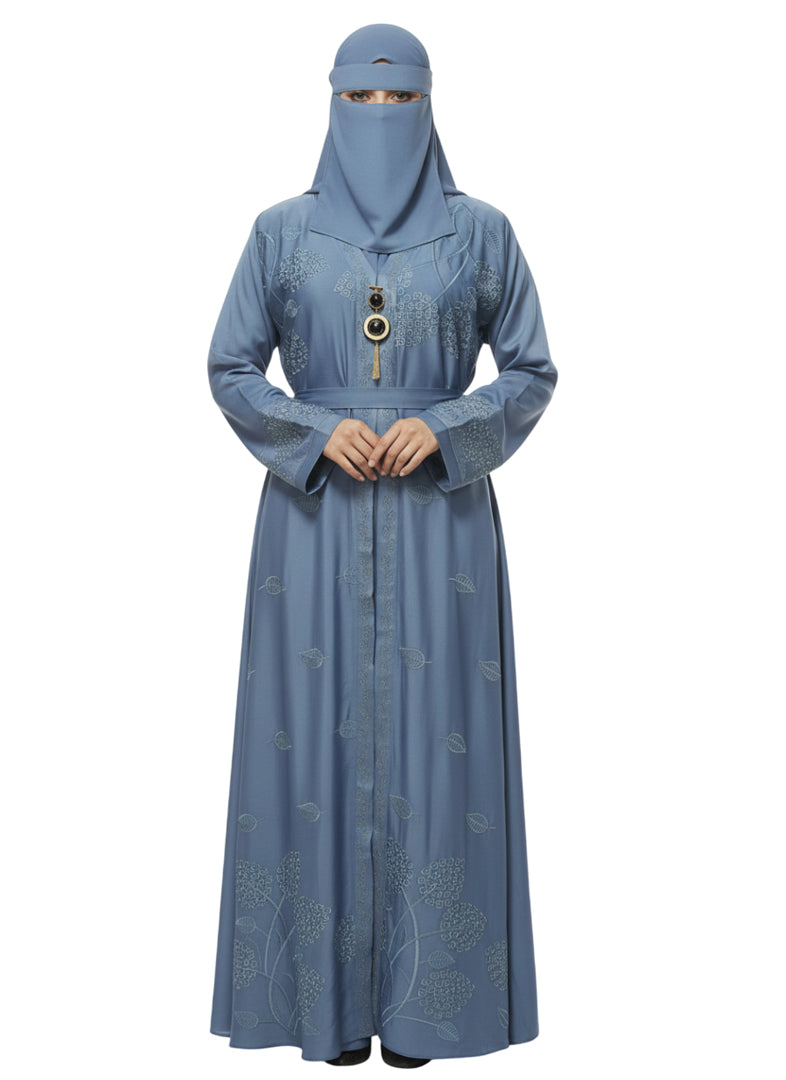 Modest Wear Embroidered Double Shrug Abaya Burqa for Women