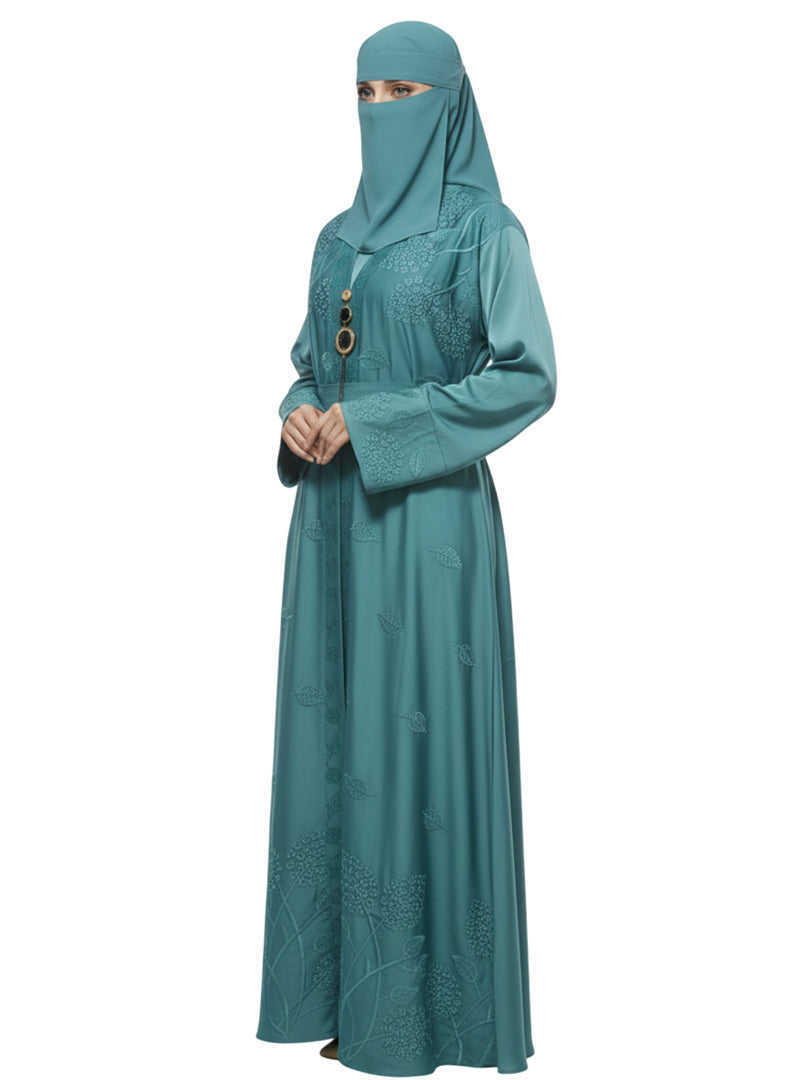Modest Wear Embroidered Double Shrug Abaya Burqa for Women