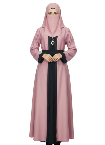Dusty Rose Layered Burqa | Modest Islamic Clothing with Embroidery