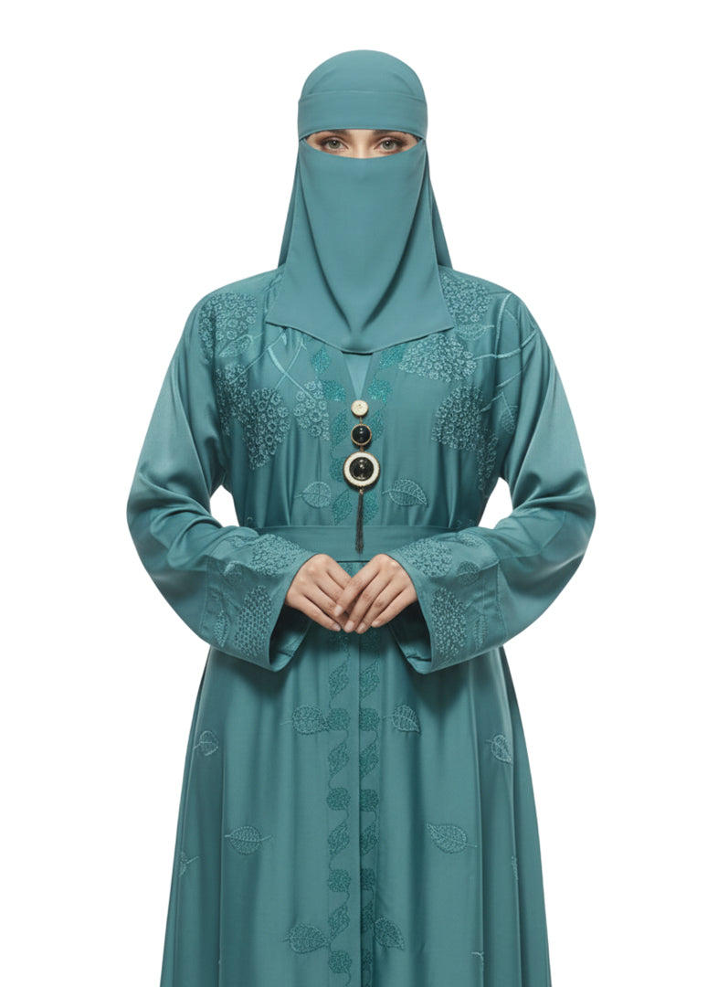 Modest Wear Embroidered Double Shrug Abaya Burqa for Women
