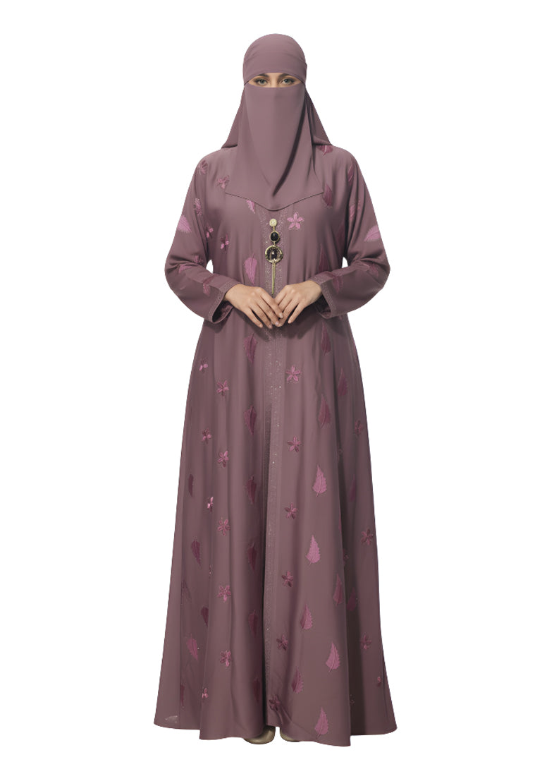 Modest Wear Embroidered Double Shrug Abaya Burqa for Women