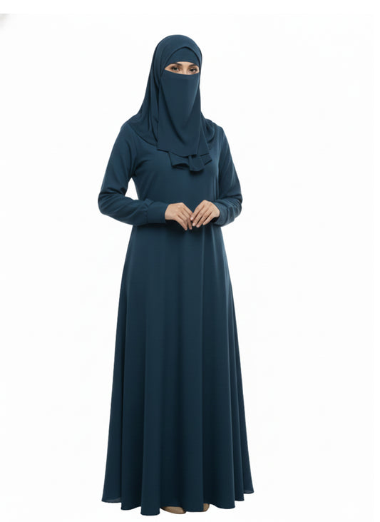 Modest Wear Abaya – Blush Soft Nida Burqa with Elastic Cuff Sleeves