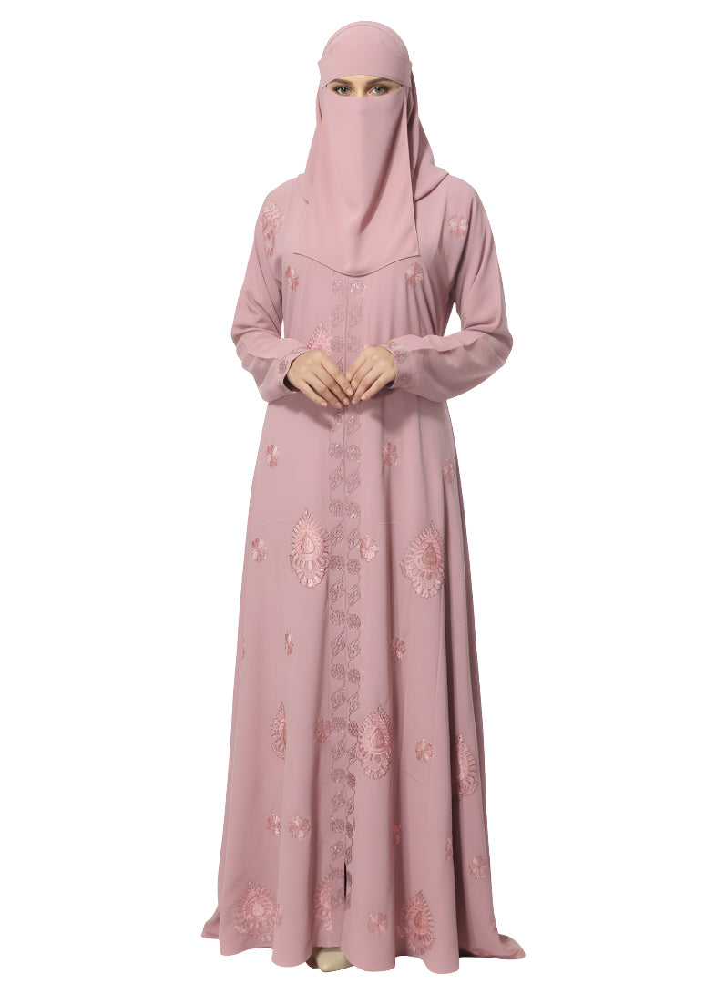 Emerald Green Embroidered Abaya Dress – Elegant Full-Coverage Modest Burqa