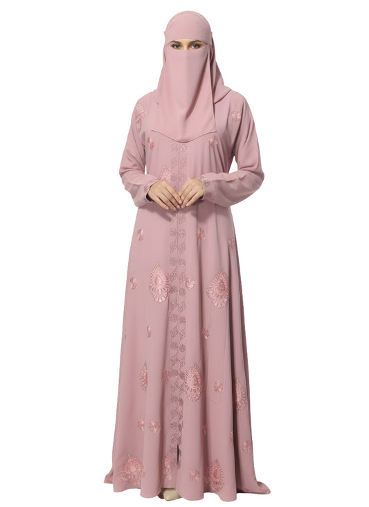 Emerald Green Embroidered Abaya Dress – Elegant Full-Coverage Modest Burqa