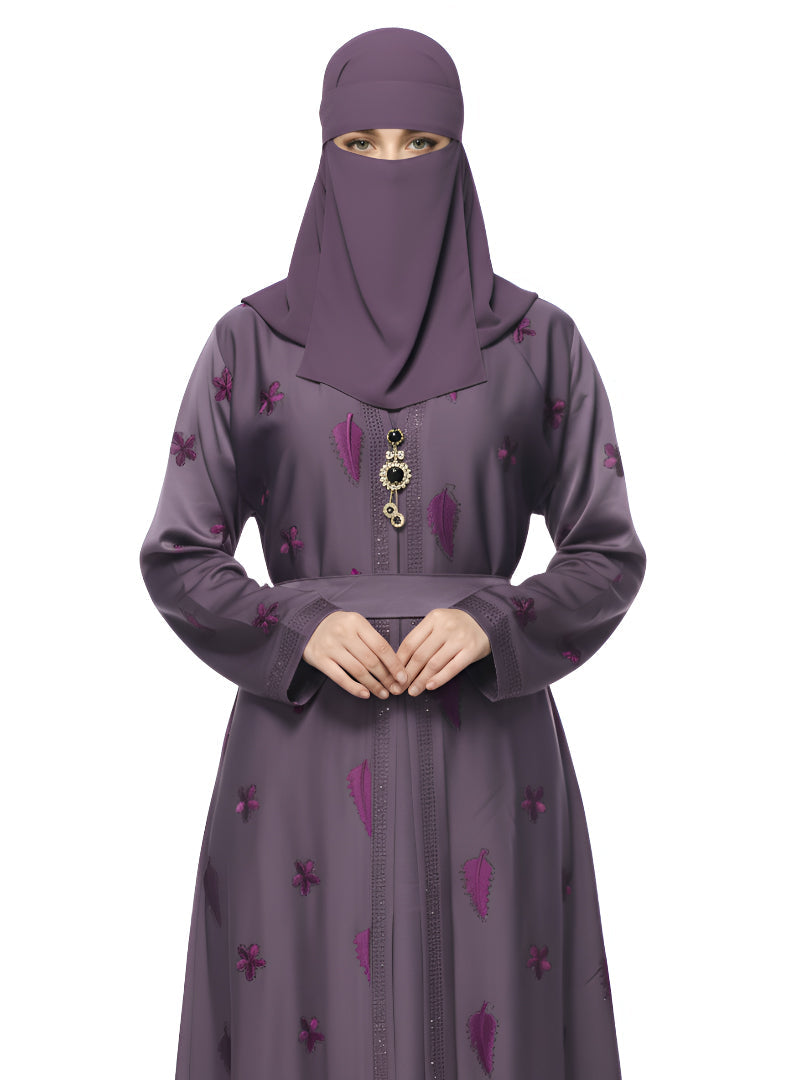 Modest Wear Embroidered Double Shrug Abaya Burqa for Women