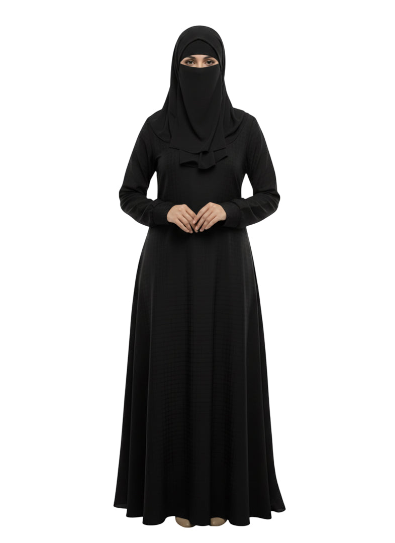 Modest Wear Abaya – Blush Soft Nida Burqa with Elastic Cuff Sleeves