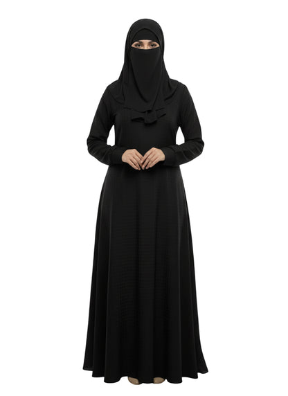Modest Wear Abaya – Blush Soft Nida Burqa with Elastic Cuff Sleeves