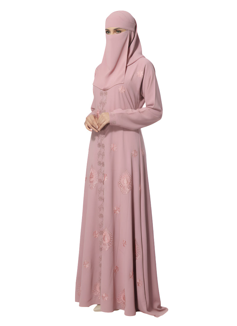 Emerald Green Embroidered Abaya Dress – Elegant Full-Coverage Modest Burqa