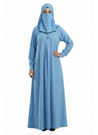 Classic Modest Wear Abaya – Embroidered Front Design in Rose Mauve Burqa