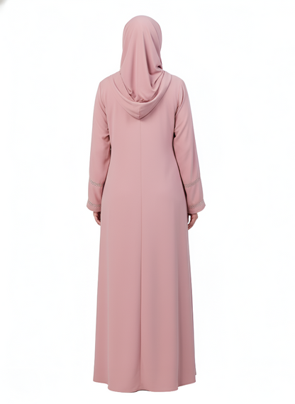 Dusty Rose Layered Burqa | Modest Islamic Clothing with Embroidery