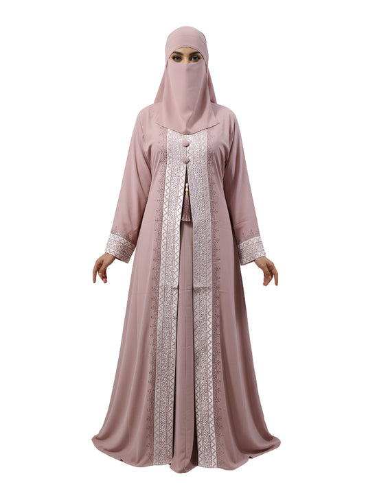 Elegant Embroidered Front Open Abaya Burqa – Modest Fashion Training Edition