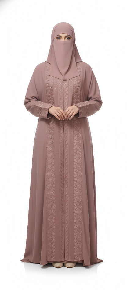 Graceful A-Line Abaya with Fancy Embroidery – Modest Burqa Dress
