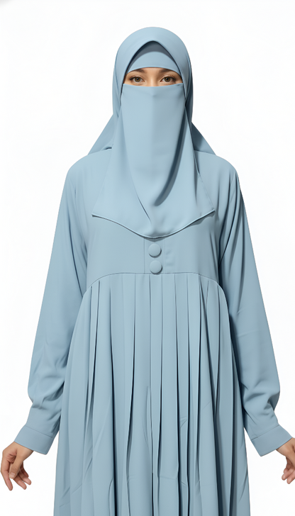 Formal Pleated Abaya Dress – Lightweight Nida Fabric, Full Coverage