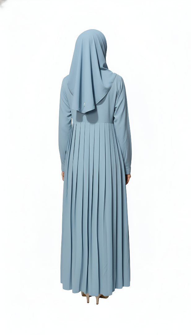 Formal Pleated Abaya Dress – Lightweight Nida Fabric, Full Coverage