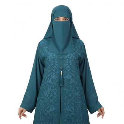 Classic Embroidered Pleated Maxi Abaya | Elegant Modest Outfit