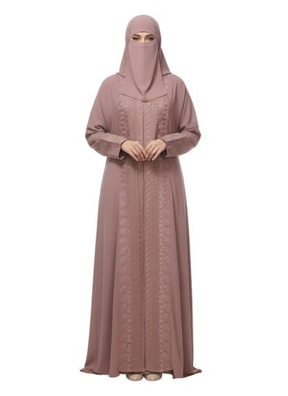 Graceful A-Line Abaya with Fancy Embroidery – Modest Burqa Dress