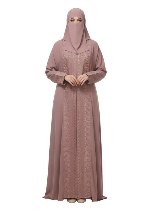 Graceful A-Line Abaya with Fancy Embroidery – Modest Burqa Dress