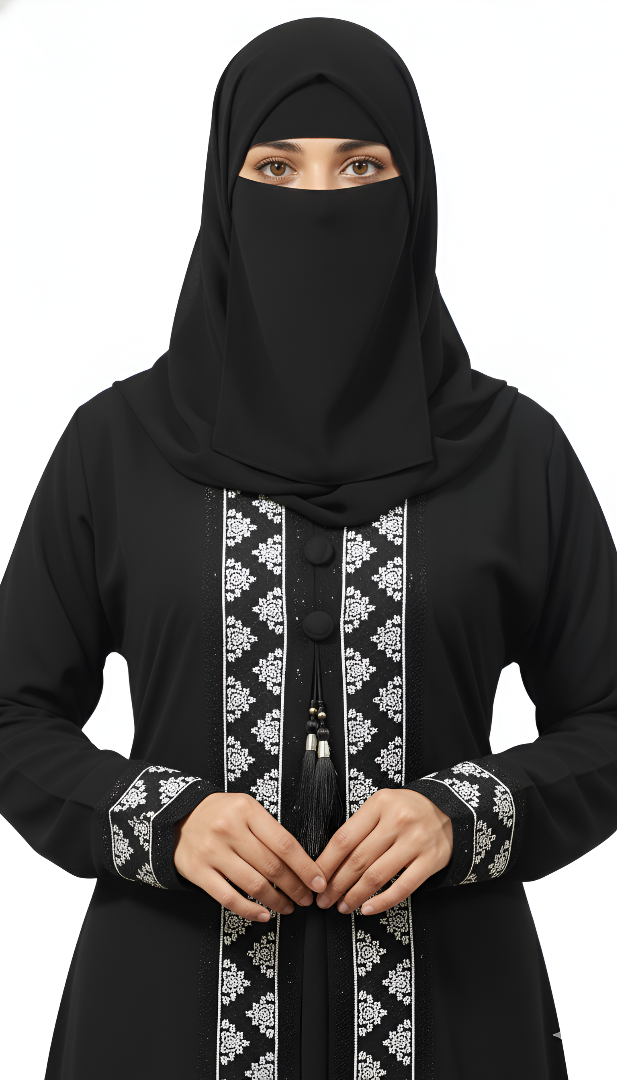 Black Embroidered Abaya Burqa – Modest Fashion Training Edition