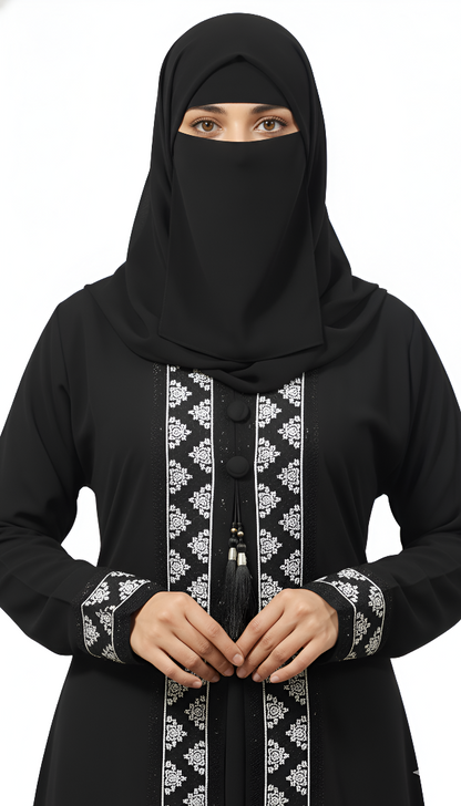 Black Embroidered Abaya Burqa – Modest Fashion Training Edition