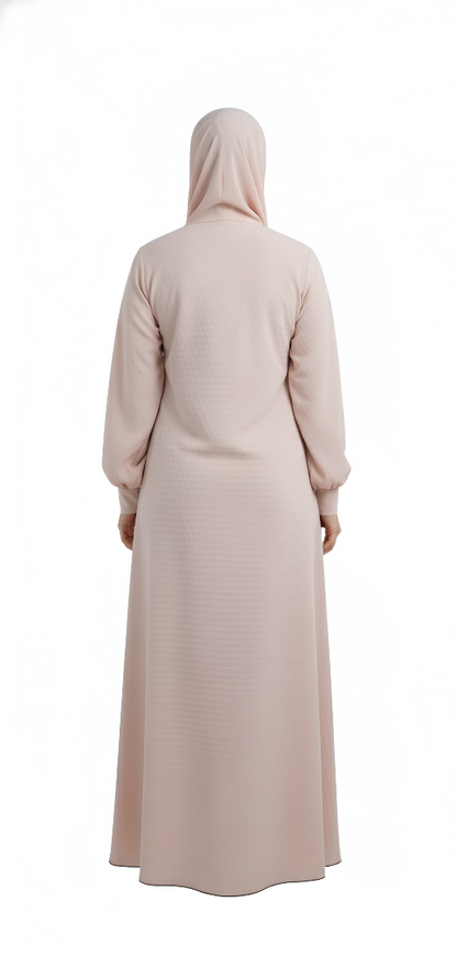 Modest Wear Abaya – Blush Soft Nida Burqa with Elastic Cuff Sleeves
